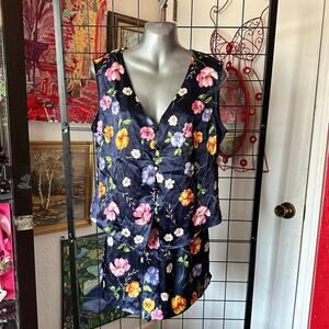 honors intimates blue floral shorts and vest set